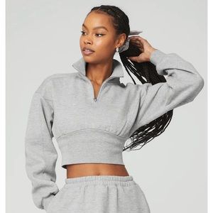 Alo yoga, Vixen Fleece 1/4 zip, heather grey, XS